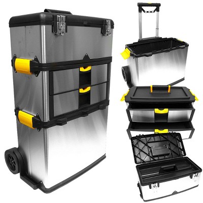 Rolling Tool Box With Wheels, Foldable Comfort Handle, And Removable Top - Toolbox  Organizers And Storage By Stalwart : Target