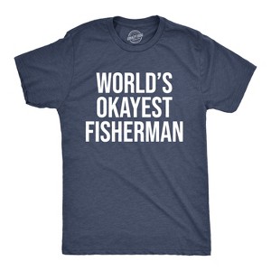 Mens World's Okayest Fisherman Tshirt Fishing Fish Father's Day