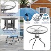 Patio Dining Set for 4 With Umbrella, Outdoor Furniture Set With 4 Folding Dining Chairs, Table Umbrella With Tempered Glass Top Dinings Table - 4 of 4