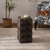 NicBex 23.6" Square Retro Side Table Carved Wood Pattern Nightstand or Accent Table for Bedroom - 2 of 4