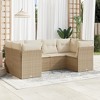 vidaXL Patio Sofa Set with Cushions Outdoor Furniture 6 Piece Poly Rattan - Beige and Cream - 2 of 4