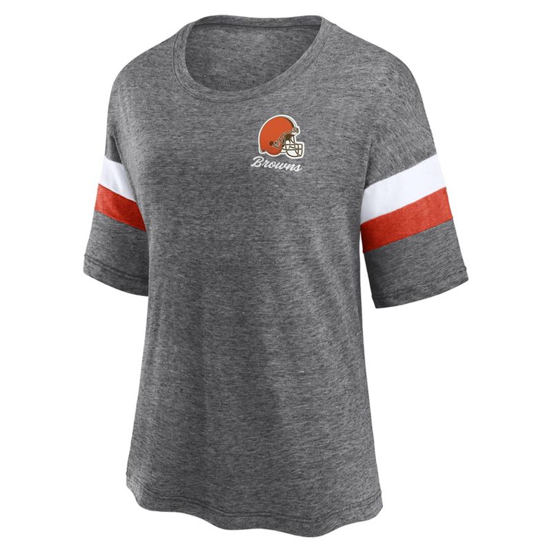 NFL Cleveland Browns Women&#39;s Weak Side Blitz Marled Left Chest Short Sleeve T-Shirt, 2 of 4