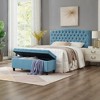 45.00"Upholstered tufted button storage bench ,Linen fabric entry bench with spindle wooden legs, Bed bench- Dark Gray - 3 of 4