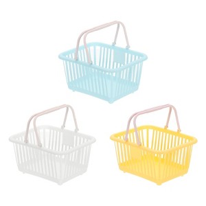 Unique Bargains Plastic Grocery Shopping Toy Organizing Mini Decorative Baskets 6.3" x 3.5" x 5.1" 3 Pcs - 1 of 4