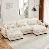 Modern 2 Seater Sofa With Ottoman, Sectional Sofas Large With 2 Ottoman, Large L Shape Sofa With Waist Pillow And Throw Pillows-Cuddlewood - 2 of 4