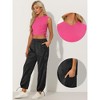 Allegra K Women's Casual Sleeveless Tank Top Satin Cargo Pants Tracksuit 2 Pieces Set - 2 of 4
