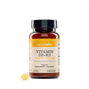 NatureWise Vitamin D3 + K2 (MK7) with Organic Extra Virgin Coconut Oil - Supports Calcium Absorption, Bone & Immune Health - Gluten-Free - 1 of 4