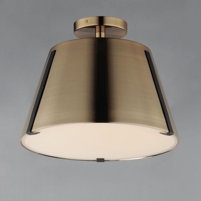 Heritage Brass and Dark Bronze LED Drum Semi-Flush Mount