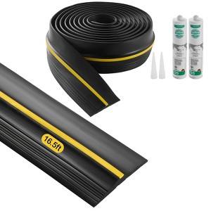 VEVOR Garage Door Threshold Seal Strip, 16.5 FT Universal Garage Door Floor Seal Strip with Adhesive, Upgraded Thick PVC DIY Weather Stripping, Black - 1 of 4