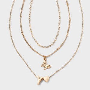 Girls' Initial with Choker and Layered Necklace Set - art class™ Gold - 1 of 3