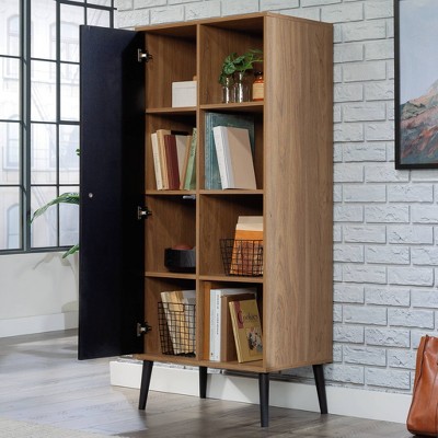 Serene Walnut and Black Storage Cabinet with Adjustable Shelves
