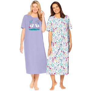 Dreams & Co. Plus Size 2-Pack Long Sleepshirts - 1 of 4