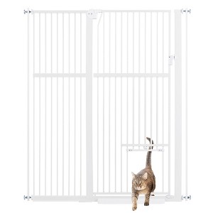 unipaws 56" Tall Dog Gate with Cat Door - 1 of 4