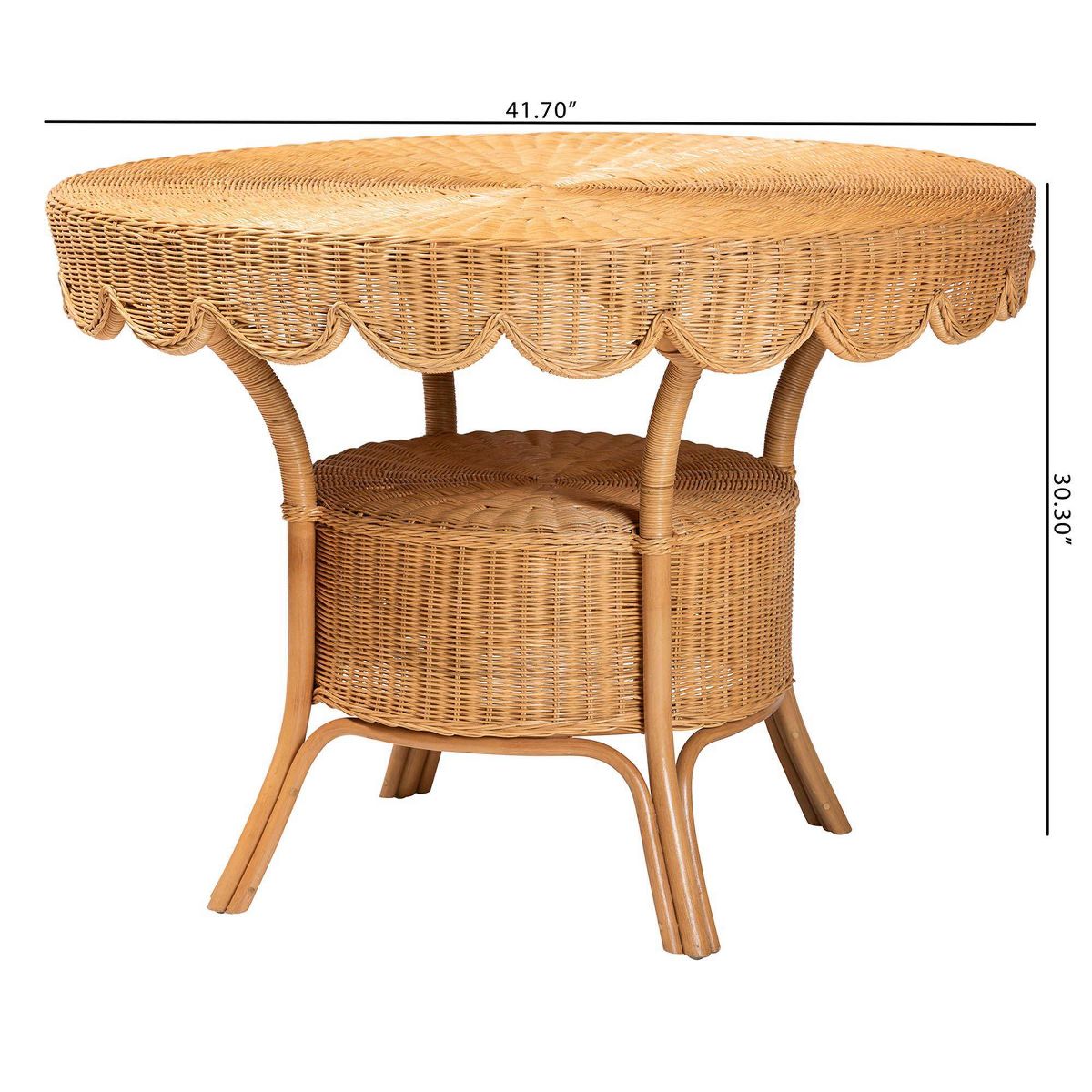 bali & pari Abena Bohemian Scalloped Rattan Dining Table Light Honey - thumbnail 9