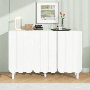 NicBex 3-Doors Sideboard,Kitchen Storage Cabinets with Adjustable Shelves for Kitchen and Dining Room,White/Black/Gray - 1 of 4