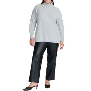 ELOQUII Elements Women's Plus Size Woven Faux Leather Straight Leg Pant - 18, Black Onyx - 1 of 2