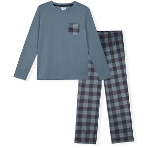 Sleep On It Boys 2-Piece Brushed Jersey Plaid Pajama Sets - 1 of 4