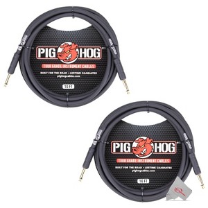 Pig Hog Tour Grade 10ft Instrument Cable 1/4 Inch to 1/4 Inch Straight Connectors Black - PH10 - 2 Units - 1 of 3