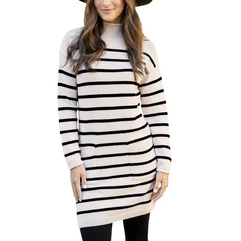 Women's Striped Sweater Dress - Grace & Lace - image 1 of 3