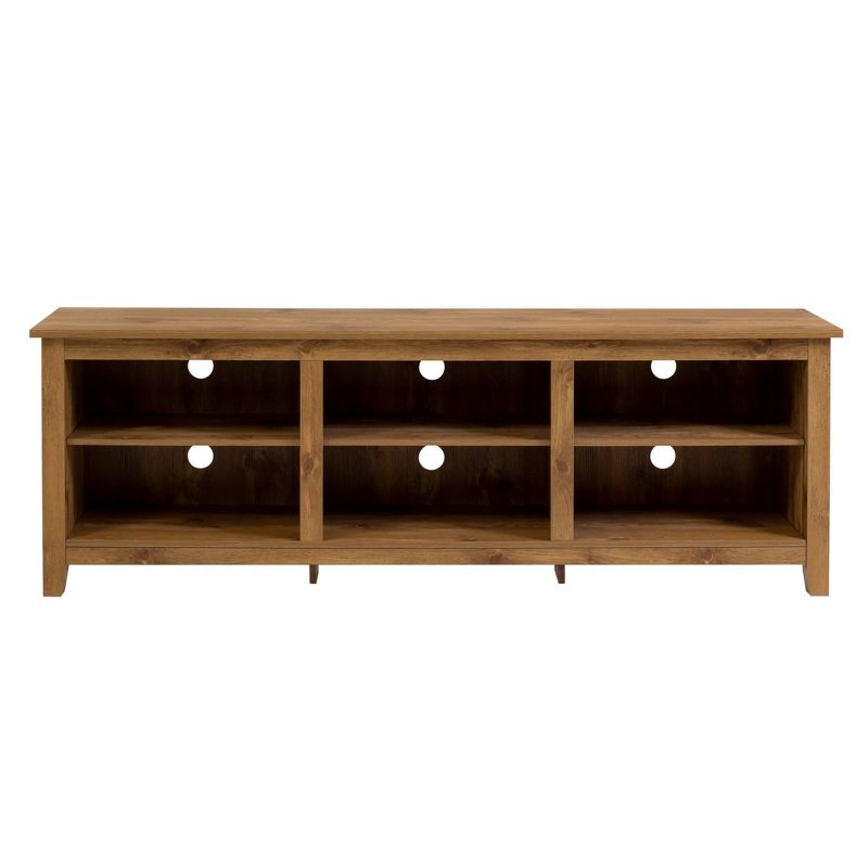 Transitional 6 Cubby Wood Open Storage Wood TV Stand for TVs up to 80"- Saracina Home, 5 of 16