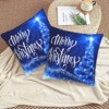 Pillow Covers Merry Christmas Blue Snow Tree Set of 2 Pillowcases - 3 of 3