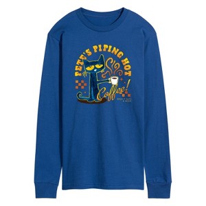 Men's - Pete the Cat - Piping Hot Coffee Long Sleeve Graphic T-Shirt - 1 of 4