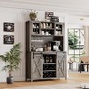 70'' Tall Farmhouse Coffee Bar Cabinet with Sliding Barn Door, Tall Sideboard Buffet with Glass Holder, Wine Bar Cabinet for Dining Room, Home Bar - 2 of 4