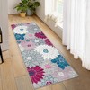 Modern Floral Rug Washable Area Rug Farmhouse Living Room Bedroom Rug Carpet - 2 of 4