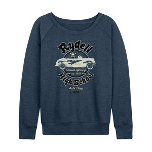 Women's - Grease - Rydell High School Auto Shop Lightweight French Terry Wide Neck Long Sleeve Shirt - 1 of 4