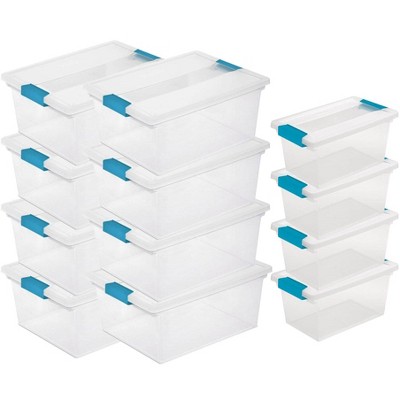 Sterilite Deep Clip Storage Box Container (8 Pack) + Medium Clip Box (4 Pack)