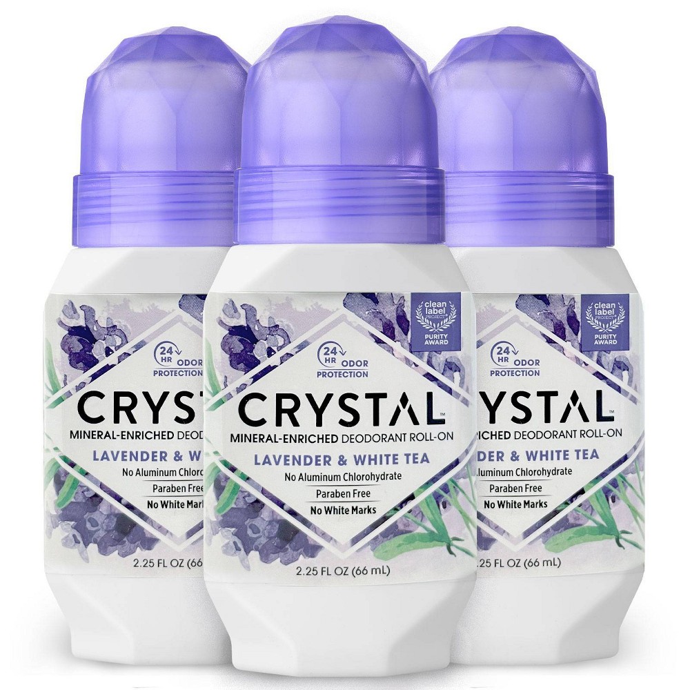 Photos - Deodorant CRYSTAL Mineral Roll-On  - Lavender & White Tea - 2.25 fl oz/3pk 