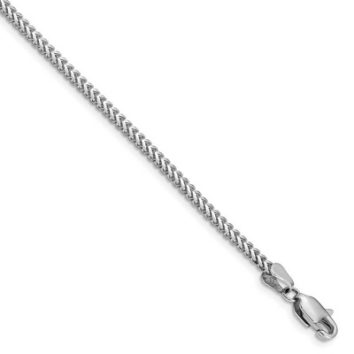 Black Bow Jewelry 2mm, 14k White Gold, Solid Franco Chain Bracelet