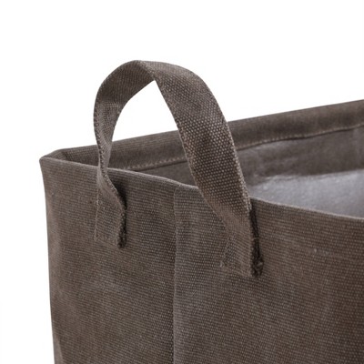 Khaki Green Collapsible Canvas Laundry Basket with Handles