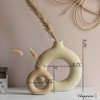 Uniquewise 9-Inch Large and 5-Inch Small Decorative Hollow Ceramic Donut Table Vase - Handmade, Minimalist Boho Style for Modern Home Decor - 3 of 4