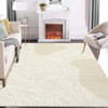Washable Modern Contemporary Striped Rug Non Slip Low Pile Rug Soft Throw Floor Cover Foldable Indoor Carpet for Living Room Bedroom Playroom Nursery - 2 of 4