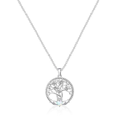 Molenia Tree of Life Necklace for Women, 925 Sterling Silver Birthstone Family Tree of Life Pendant Birthday Gifts
