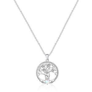 Molenia Tree of Life Necklace for Women, 925 Sterling Silver Birthstone Family Tree of Life Pendant Birthday Gifts - 1 of 4