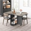 Folding Dining Table, Drop Leaf Dining Table for 4, Foldable Kitchen Table with 6 Wheels and 2 Storage Shelf - 2 of 4