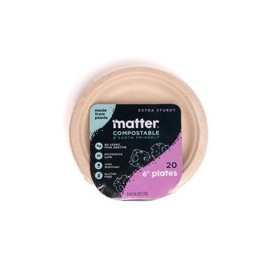 Matter Compostable Fiber Disposable Dessert Plates 6" - Natural - 20ct