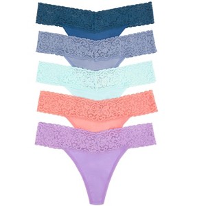 Felina Super Stretchy Lace Top Low Rise Thong | 5-Pack - 1 of 1