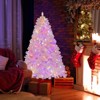 Tangkula 6/7FT Pink Artificial Christmas Tree Pre-lit Hinged Snow Flocked Xmas Tree with 808/1200 Branch Tips 8 Lighting Modes - 4 of 4