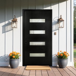 36 x 80 Fiberglass Entry Door,Frosted Glass - Contemporary Style for Home's Front Entrance Door with 6-9/16 Door Frame, Right Hand Inswing - 1 of 4