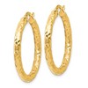 Black Bow Jewelry 3mm Textured Round Hoop Earrings in 14k Yellow Gold, 30mm(1 3/16 Inch) - 2 of 4