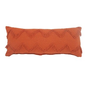 HomeRoots 14" X 36" Orange 100% Cotton Zippered Pillow - 1 of 4