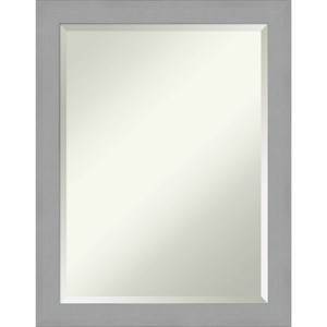 22" x 28" Brushed Nickel Framed Wall Mirror Silver - Amanti Art: Modern Rectangle Beveled, No Assembly Required - 1 of 4