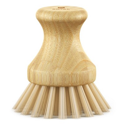 2 Pack Kitchen Dish Brush Bamboo Handle Dish Scrubber Built-in