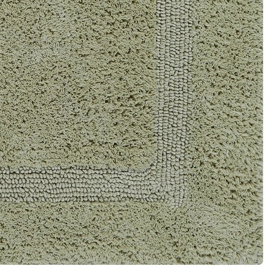 Luxurious Sage Cotton Tufted Reversible Bath Rug Set