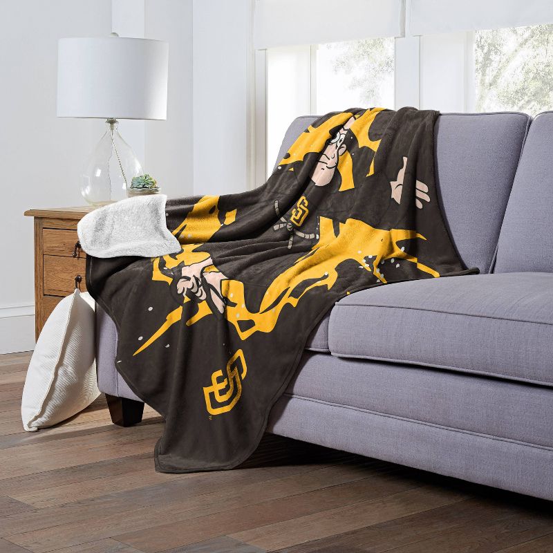 50&#34;x60&#34; MLB San Diego Padres Mascot 2 Layer Silk Touch Faux Shearling Throw Blanket, 3 of 6