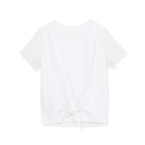 Lands' End Kids Short Sleeve Knotted Tee - X-Small - White