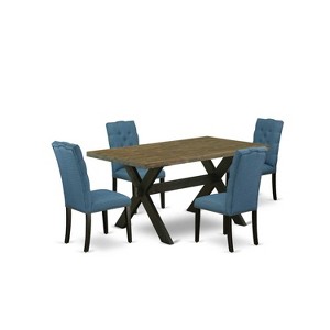 5-Piece Distressed Jacobean Finish Solid Wood Top Dining table with 4 Chairs with - 1 of 4